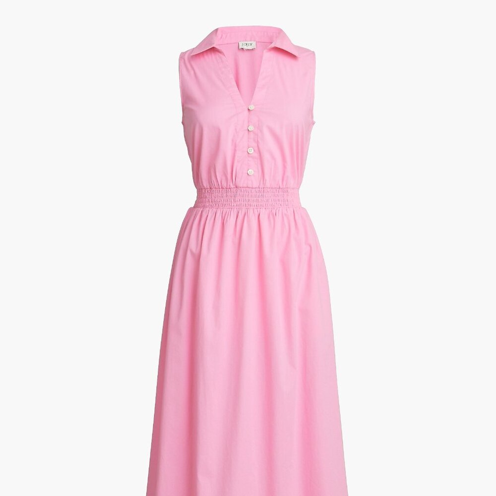 J. Crew Pink Sleeveless Collared Midi Dress